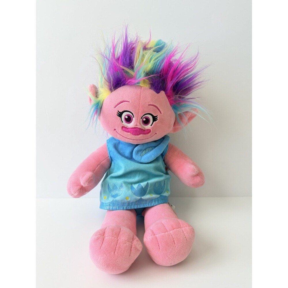 Build A Bear Trolls World Tour Poppy Plush 2020 Rainbow Hair Blue Dress